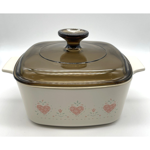 Vintage Corning Ware Forever Yours 1.5L Casserole A-1 1/2-B & Amber Lid Hearts - Picture 1 of 14